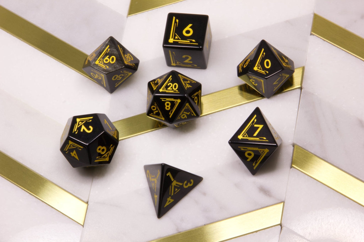 Art Deco Obsidian Dice - Summit Dice