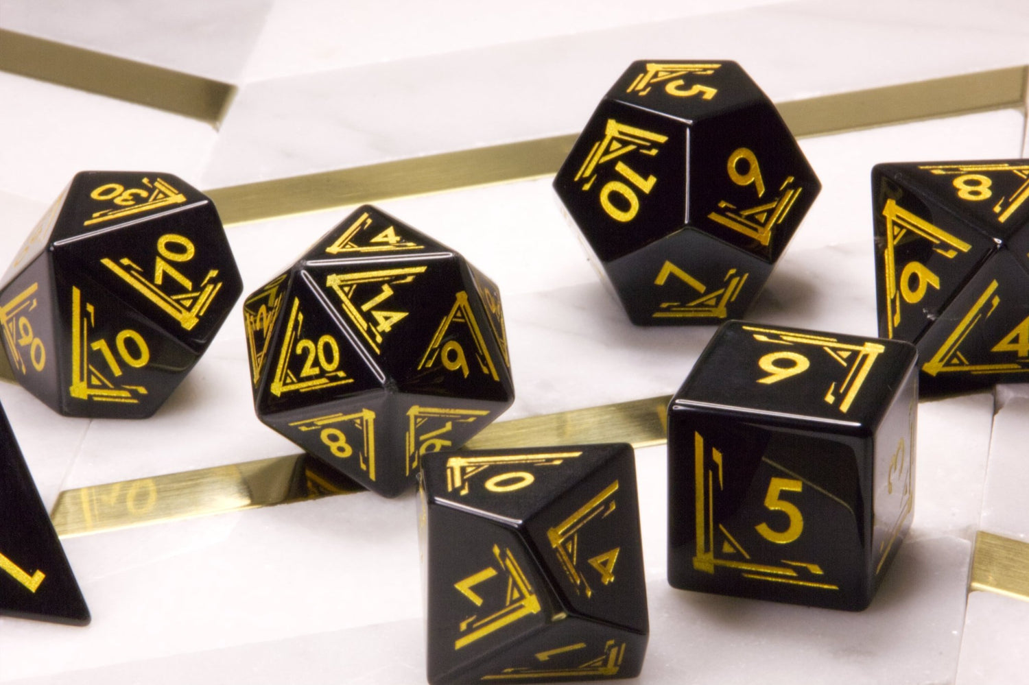 Art Deco Obsidian Dice - Summit Dice