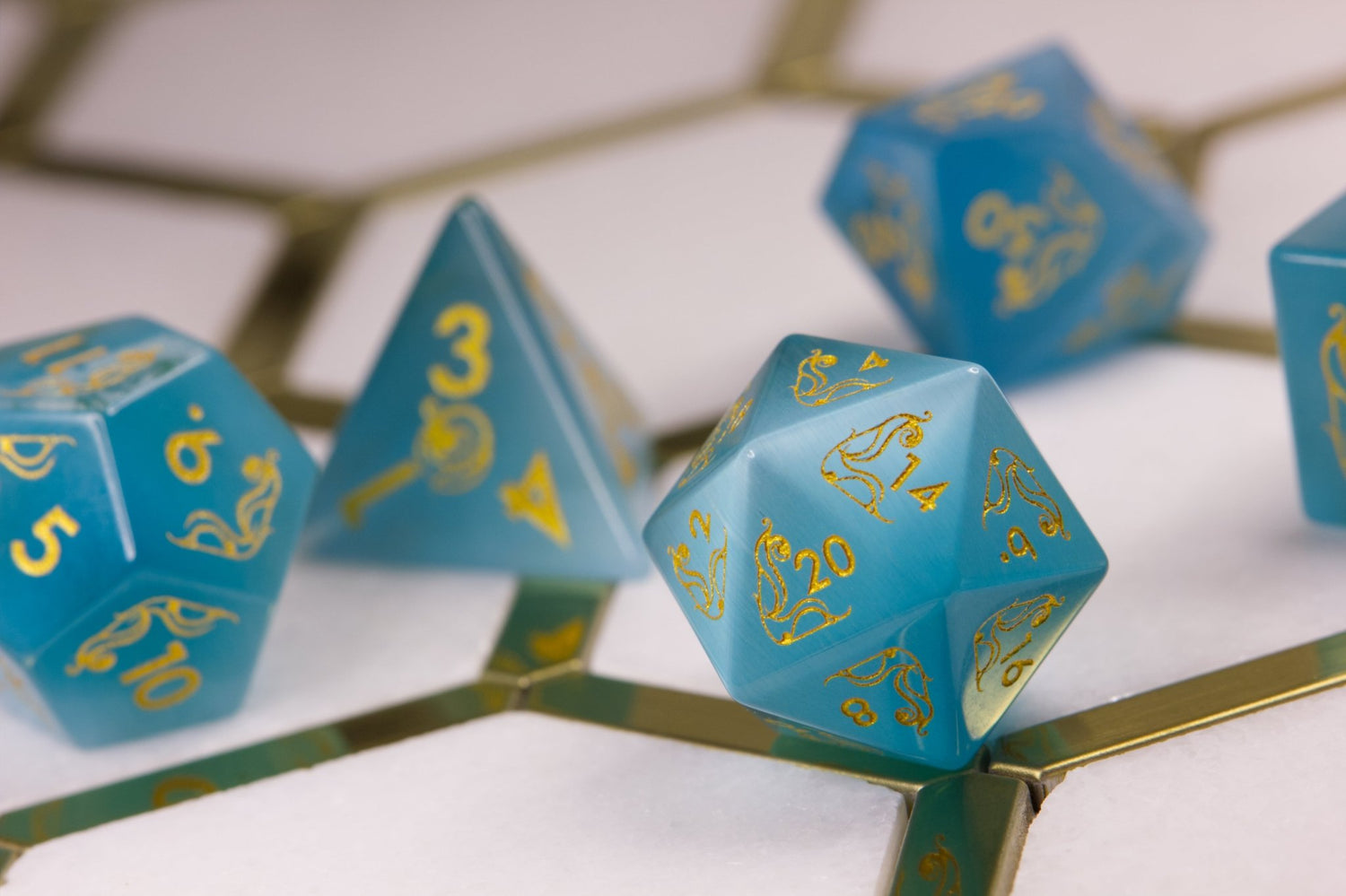 Art Nouveau Light Blue Catseye Dice - Summit Dice