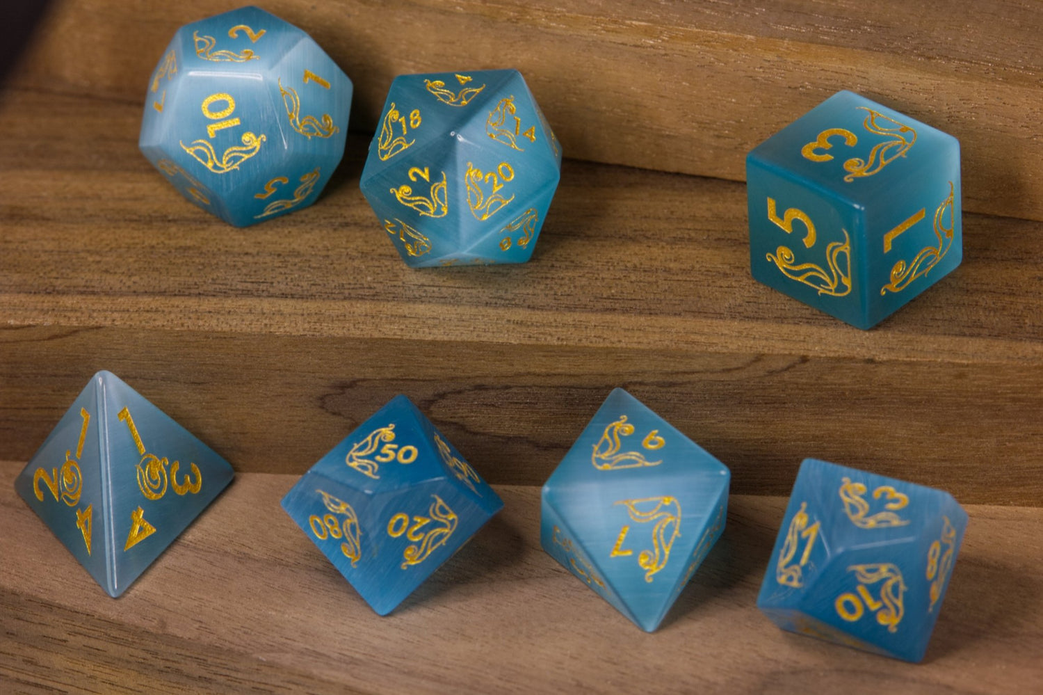 Art Nouveau Light Blue Catseye Dice - Summit Dice