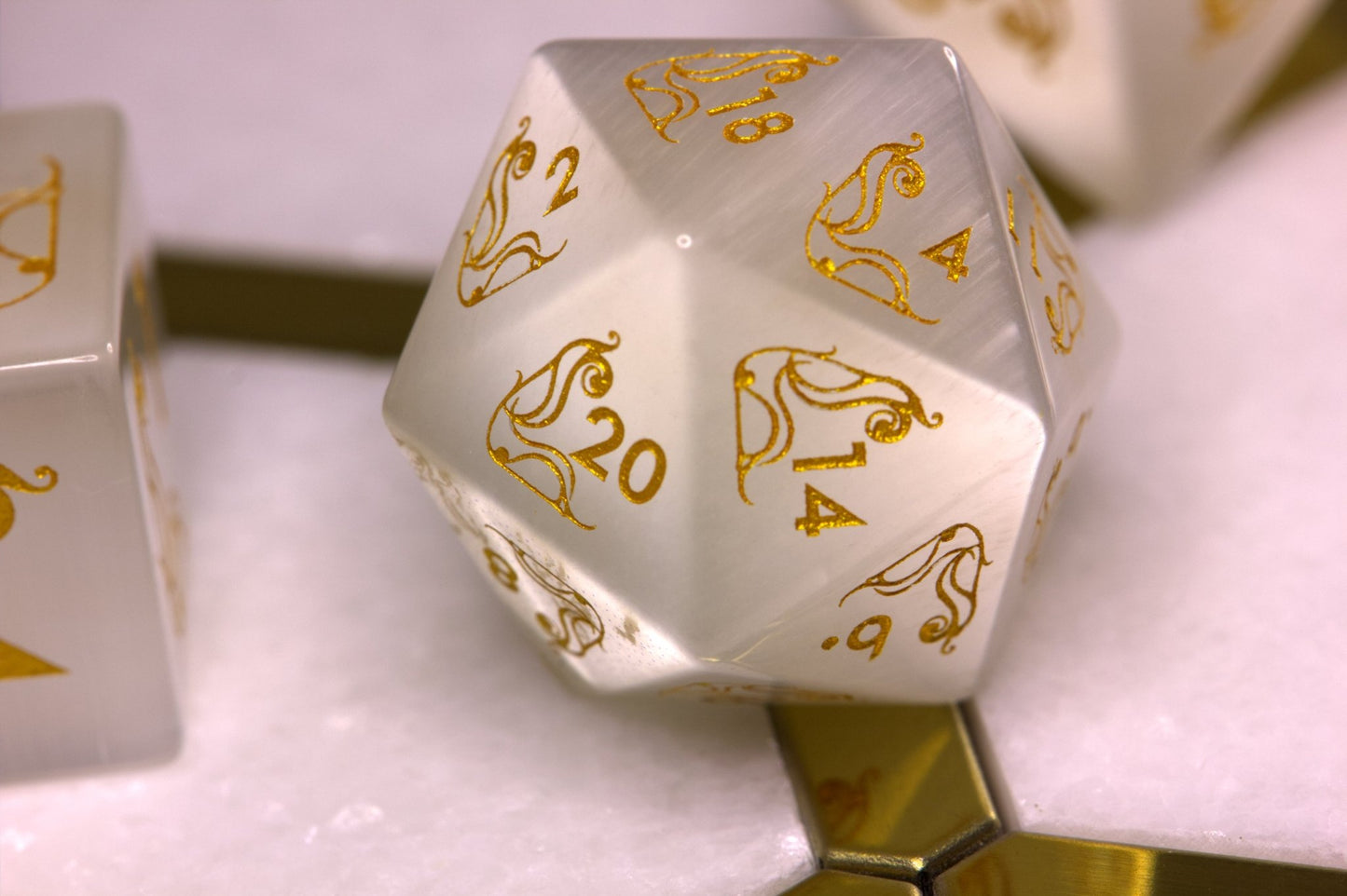 Art Nouveau White Catseye Dice - Summit Dice